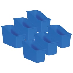 Teacher Created Resources Plastic Book Bins, 7-1/2"H x 11-3/8"W x 5-1/2"D, Blue, Pack Of 6 Bins