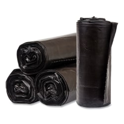 Pitt Plastics Eco Strong Plus Can Liners, 60 gal, 1.35 mil, 38" x 58", Black, Perforated Roll, 100/Carton