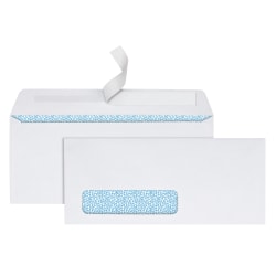 Office Depot® Brand #10 Security Envelopes, Left Window, 4-1/8" x 9-1/2", Clean Seal, White, Box Of 250