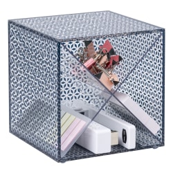 Realspace® Zora Acrylic Desktop Organizer Cube, 6"H x 6"W x 6"D, Clear/Blue