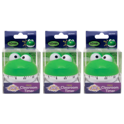 Mind Sparks Frog Classroom Timers, 2-1/4", Green, Pack Of 3 Timers