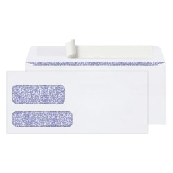 Office Depot® Brand #9 Security Envelopes, Double Window, 3-7/8" x 8-7/8", Clean Seal, White, Box Of 250