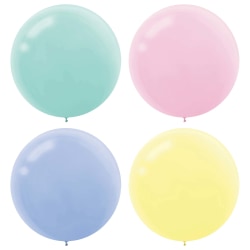 Amscan Latex Balloons, 24", Assorted Pastel Colors, 4 Balloons Per Pack, Set Of 3 Packs