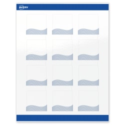 Avery® Printable Labels With Sure Feed® Technology, S00-ETW, Square, 2" x 2", Glossy White With Preprinted Blue Waves Design, Pack Of 120