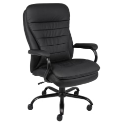Boss Office Products Heavy Duty Big And Tall Double Plush Executive Chair, CaressoftPlus™ Vinyl, Black