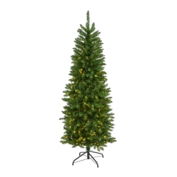 Nearly Natural Slim Green Mountain Pine Artificial Christmas Tree, 6'