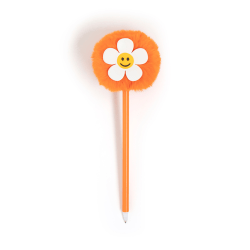 U Brands® Flower Pom Pom Ballpoint Pen, Medium Point, 0.7 mm, Orange Barrel, Black Ink