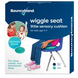 Bouncyband Little Wiggle Seat Sensory Cushion, PVC, 2-5/16"H x 10-5/8"W x 10-5/8"D, Mint