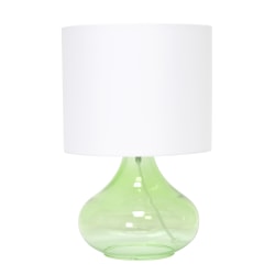 Simple Designs Glass Raindrop Table Lamp, 13-3/4"H, White/Green