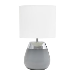Simple Designs 2-Toned Touch Table Lamp, 14"H, White Shade/Chrome and Gray Base