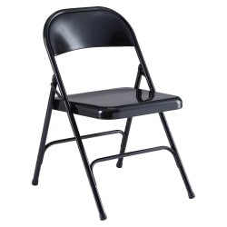 Lorell® Metal Folding Chair, Black, Set Of 4