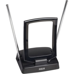 RCA Indoor Amplified FM and TV Antenna - Upto 40 Mile Range - FM, UHF, VHF - Indoor, HDTV Antenna - Black - Dipole