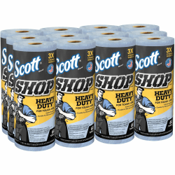 Scott Heavy Duty Shop Towels - 11" Width x 10.40" Length - 60 Sheets/Roll - Blue - Hydroknit - 12 / Carton