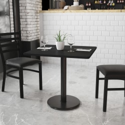 Flash Furniture Laminate Square Table Top With Round Table-Height Base, 31-1/8"H x 30"W x 30"D, Black