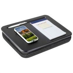 LapGear Compact Lap Desk With Cushioned Zipper Storage Pouch, 14-1/2" x 10-1/2", Black