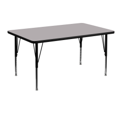 Flash Furniture 48"W Rectangular Thermal Laminate Activity Table With Short Height-Adjustable Legs, Gray