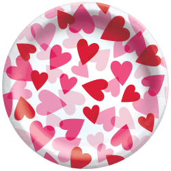 Amscan Valentine’s Day Heart Paper Plates, 8-1/2", Hearts, Red/Pink/White, 20 Plates Per Pack, Set Of 3 Packs