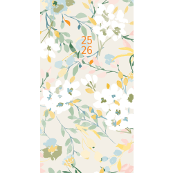 2025 Willow Creek Press 2-Year Monthly Checkbook/Calendar, 3-1/2" x 6-1/2", Feminine Floral, January 2025 To December 2026, 46975