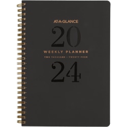 AT-A-GLANCE® Signature Lite Weekly/Monthly Planner, 5-1/2" x 8-1/2", Black, January To December 2024, YP200L05