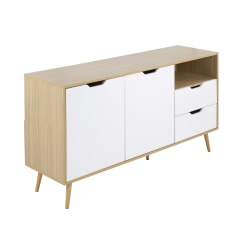LumiSource Astro Contemporary Sideboard, 29-3/4"H x 55-1/4"W x 15-3/4"D, Natural/White