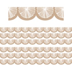 Teacher Created Resources Scalloped Border Trim Packs, 35’, Natural Poms, Set Of 6 Packs