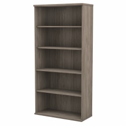 Bush Business Furniture Hybrid 73"H 5-Shelf Bookcase, Modern Hickory, Standard Delivery