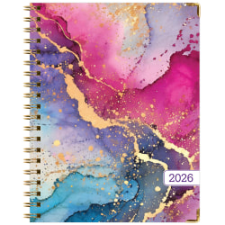 2025-2026 Global Excello Brands Hardcover Fashion Weekly/Monthly Planner, 8-1/2" x 11", Rainbow Gold Marble, November 2025 To December 2026