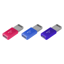 PNY USB 2.0 Flash Drives, 16GB, Assorted, Pack Of 3