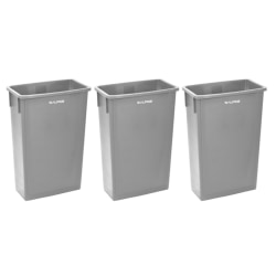 Alpine Industries Waste Basket Commercial Trash Cans, 23 Gallons, Gray, Pack Of 3 Cans