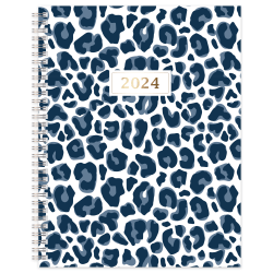 2024 Office Depot® Brand Weekly/Monthly Planner, 8-1/2" x 11", Blue Floral, January To December 2024
