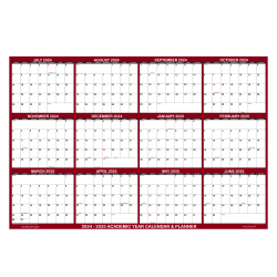 2024-2025 SwiftGlimpse Academic Daily/Yearly Wall Calendar, 32" x 48", Maroon, July 2024 To June 2025, SG 2024 ACA MAR