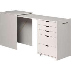 Trendfurn Volterra 22-1/5"W Extendable Desk, White