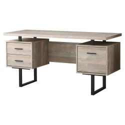 Monarch Specialties 60"W Floating-Top Computer Desk, Black/Taupe