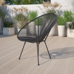 Flash Furniture Valencia Oval Comfort Series Take Ten Papasan Lounge Chair, Black