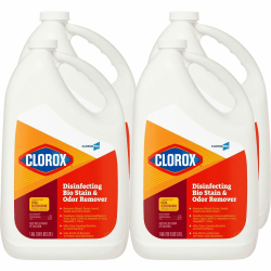 CloroxPro Disinfecting Bio Stain & Odor Remover Refill - 128 fl oz (4 quart) - 4 / Carton - Translucent