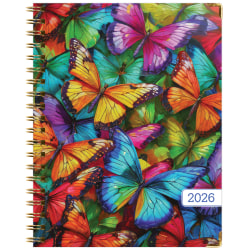 2025-2026 Global Excello Brands Hardcover Fashion Weekly/Monthly Planner, 8-1/2" x 11", Colorful Butterflies, November 2025 To December 2026