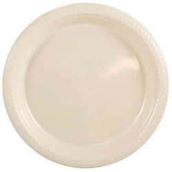 JAM PAPER Round Plastic Party Plates, Small, 7 inch, Ivory, 20/Pack