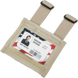 SKILCRAFT® Armband ID Badge Holder - Vertical - 3.8" Width x 2.6" Depth - Plastic, Vinyl - Tan, Clear - 1 Each - TAA Compliant