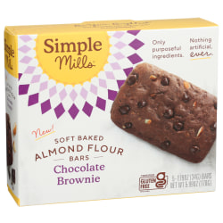 Simple Mills Soft Baked Almond Flour Bars, Chocolate Brownie, 1.19 Oz, Total Qty 6