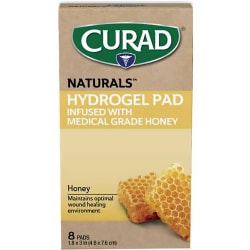 Curad® Naturals Hydrogel Pads, 1-13/16" x 3", Beige, 8 Pads Per Box, Case Of 24 Boxes