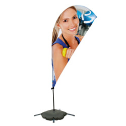 Custom Full-Color 7' Teardrop Sail Sign Flag With Cross Base & Water Ballast, Printed 1-Side