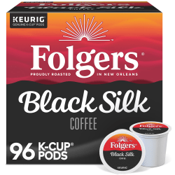 Folgers Black Silk Coffee Keurig Single Serve K-Cup Pods, Dark Roast, 24 Pods Per Pack, Case Of 4 Packs