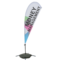 Custom Full-Color 13.5' Teardrop Sail Sign Flag With Cross Base & Water Ballast, 1-Sided