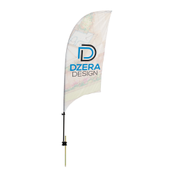 Custom Full-Color 8' Razor Sail Sign With Ground Spike, 1-Sided