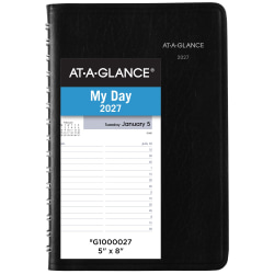 AT-A-GLANCE® DayMinder® 2027 Daily Appointment Book Planner, Black, Small, 5" x 8", G1000027