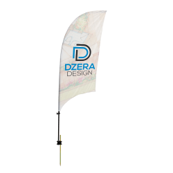 Custom Full-Color 8' Razor Sail Sign Flag With Ground Spike, 2-Sided
