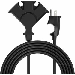 Uncaged Ergonomics Comfort Grip 3 Outlet Extension Cord - 16 Gauge - Black - 8 ft Cord Length - Indoor, Outdoor - Tangle Resistant