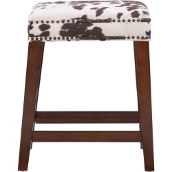 Linon Jandrell Backless Counter Stool, Brown Cow Print/Walnut