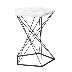 Baxton Studio Oberon End Table With Faux Marble Tabletop, 20-3/4"H x 16-1/2"W x 15-3/4"D, Black