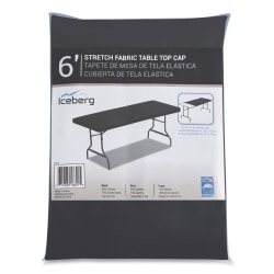 Iceberg iGear™ Fabric Table Top Cap Tablecloth, Rectangle, 30" x 72", Black